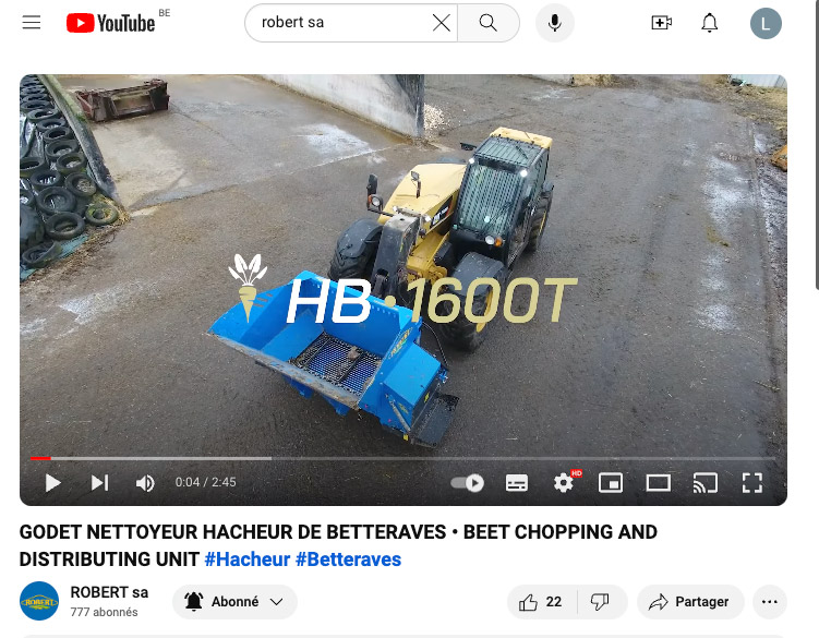Tournage & réalisation de la vidéo publicitaire des godets hacheurs et distributeurs de betteraves ROBERT