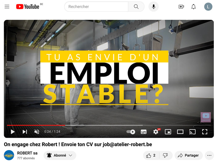 Tournage & réalisation d’un clip publicitaire destiné au recrutement de personnel de production chez ROBERT