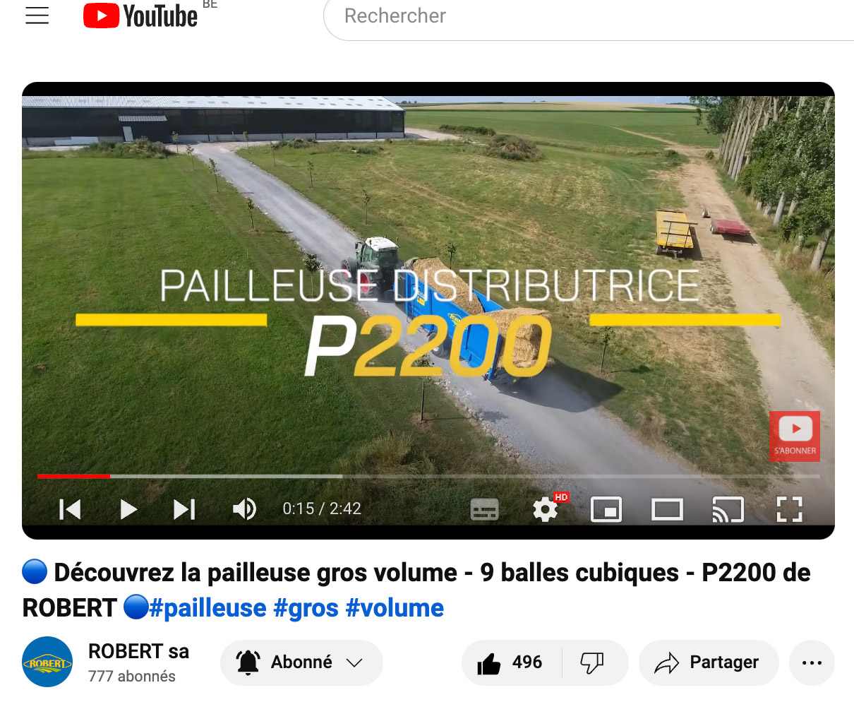 Tournage & réalisation de la vidéo publicitaire des pailleuses gros volumes ROBERT