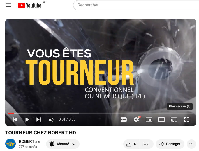 Tournage & réalisation d’un clip vidéo pour le recrutement de tourneurs chez ROBERT