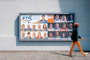 Panneau électoral et affiches électorales. une création graphique réalisée par Graphic Dimension et Laurent Feuillen