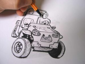 Layout pour le dessin de la carrosserie du Mountriver créé par Graphic Dimension