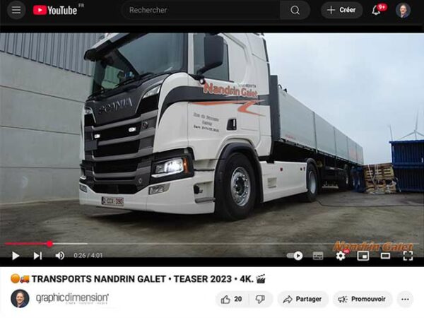 Vidéo publicitaire pour les transports NANDRIN GALET