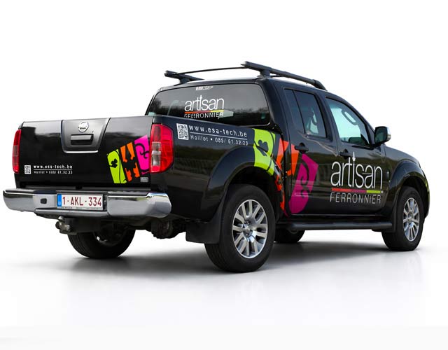 lettrage véhicule artisan ferronnier ESA Technologie