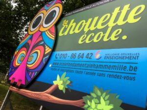 panneau chouette ecole hamme mille signalétique scolaire brabant wallon