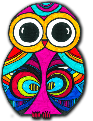 illustration chouette réalisée par élèves école hamme mille