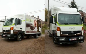 camion publicitaire menuiserie dufays conception graphique